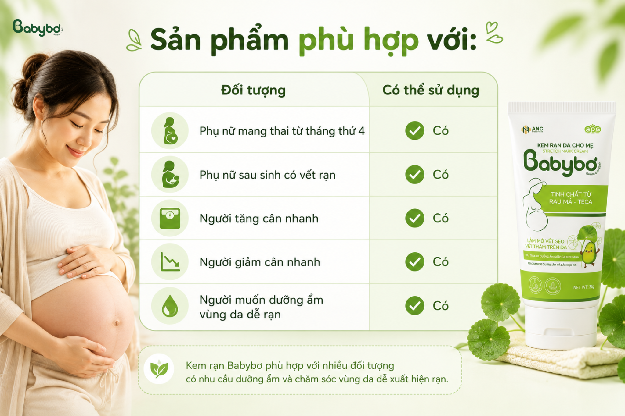 Kem rạn Babybơ có tốt không? Đánh giá thành phần, công dụng và khả năng dưỡng ẩm cho mẹ bầu.