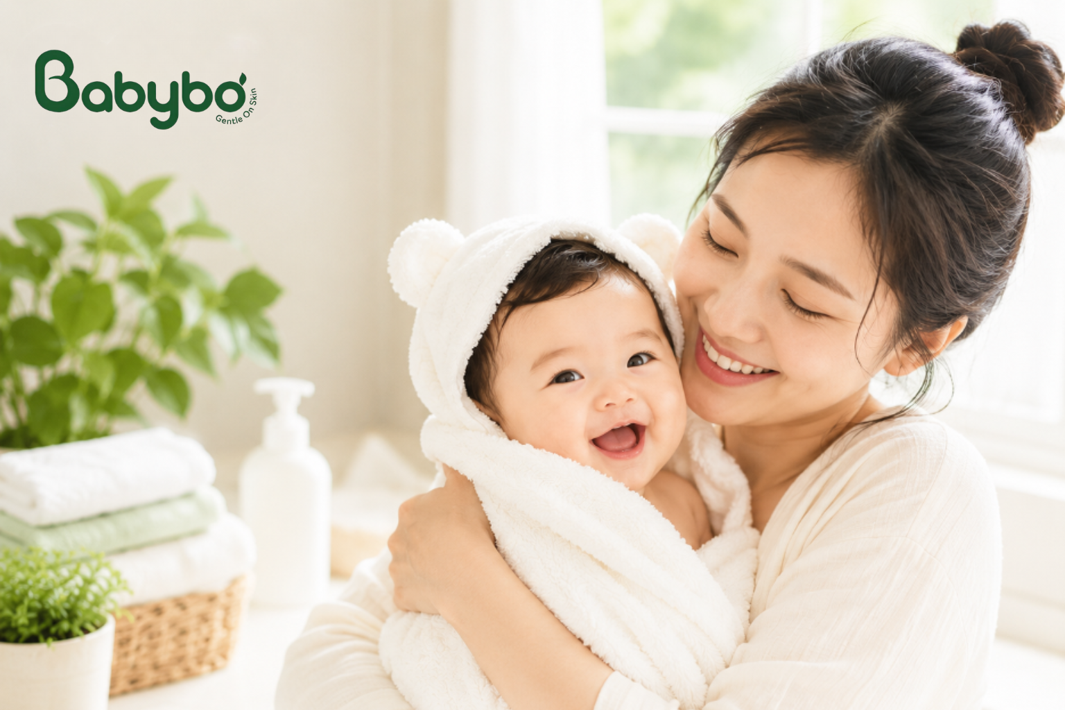 Lựa chọn sản phẩm tắm gội dịu nhẹ là bước quan trọng giúp bảo vệ hàng rào da tự nhiên của bé.