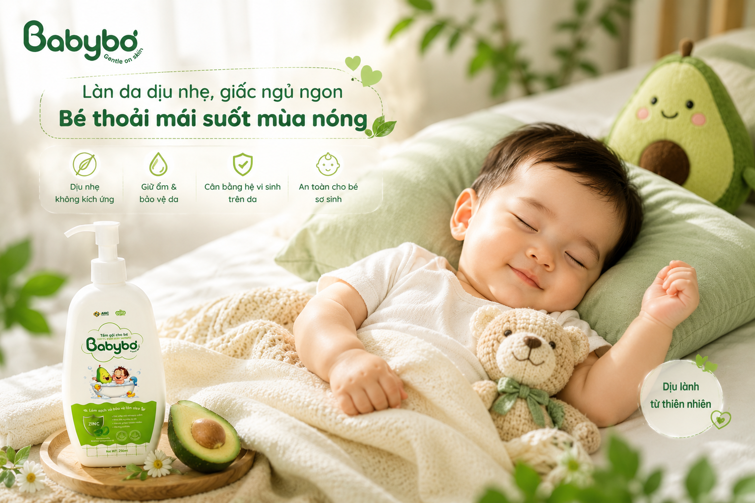 sua tam diu nhe cho be giup da thoai mai ngu ngon mua nong