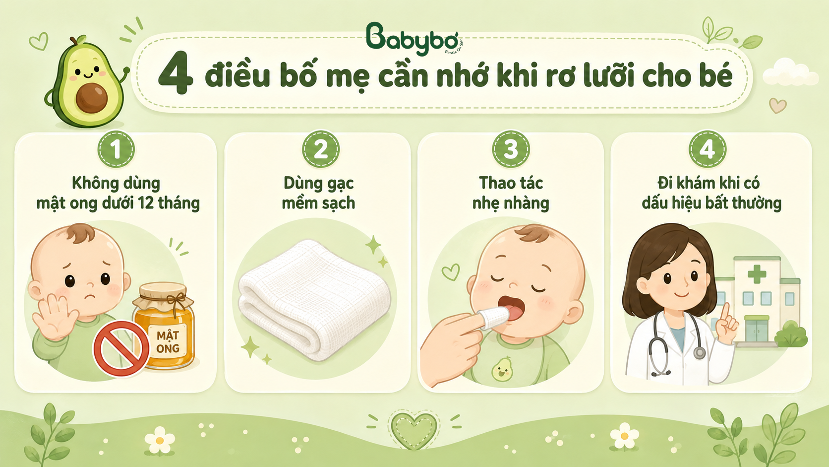 4 lưu ý an toàn khi rơ lưỡi cho bé sơ sinh tại nhà