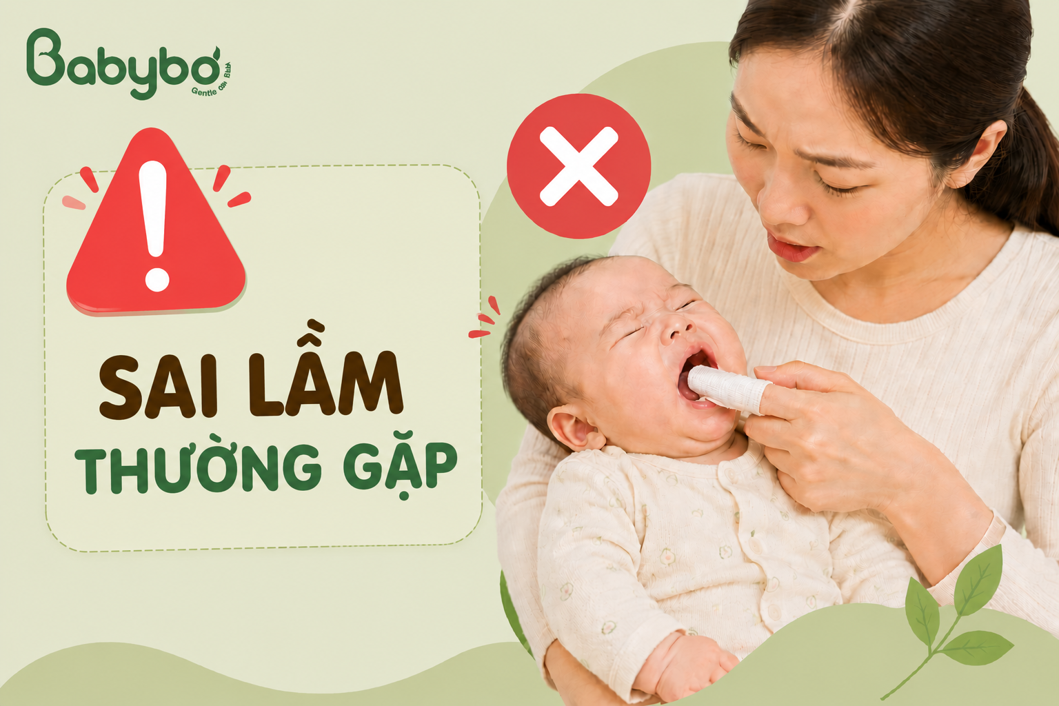 Mẹ rơ lưỡi sai cách cho trẻ sơ sinh khiến bé khóc và khó chịu, cảnh báo sai lầm thường gặp khi vệ sinh miệng cho bé.