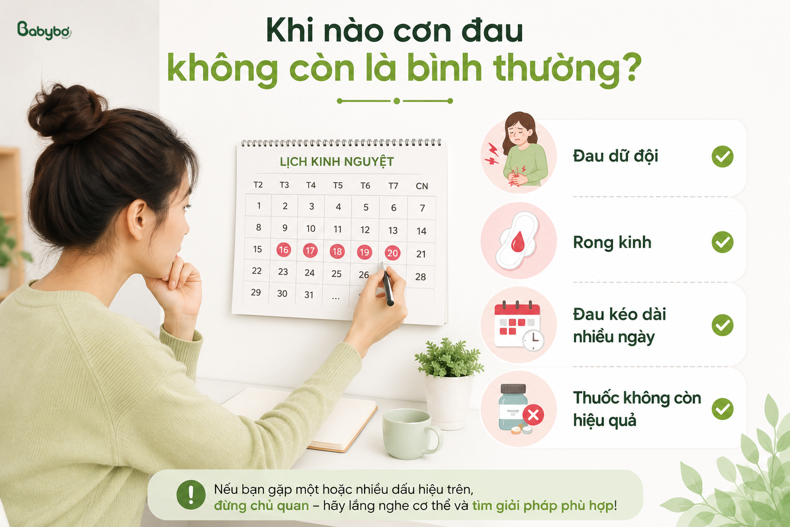 Dấu hiệu đau bụng kinh bất thường cần thăm khám phụ khoa