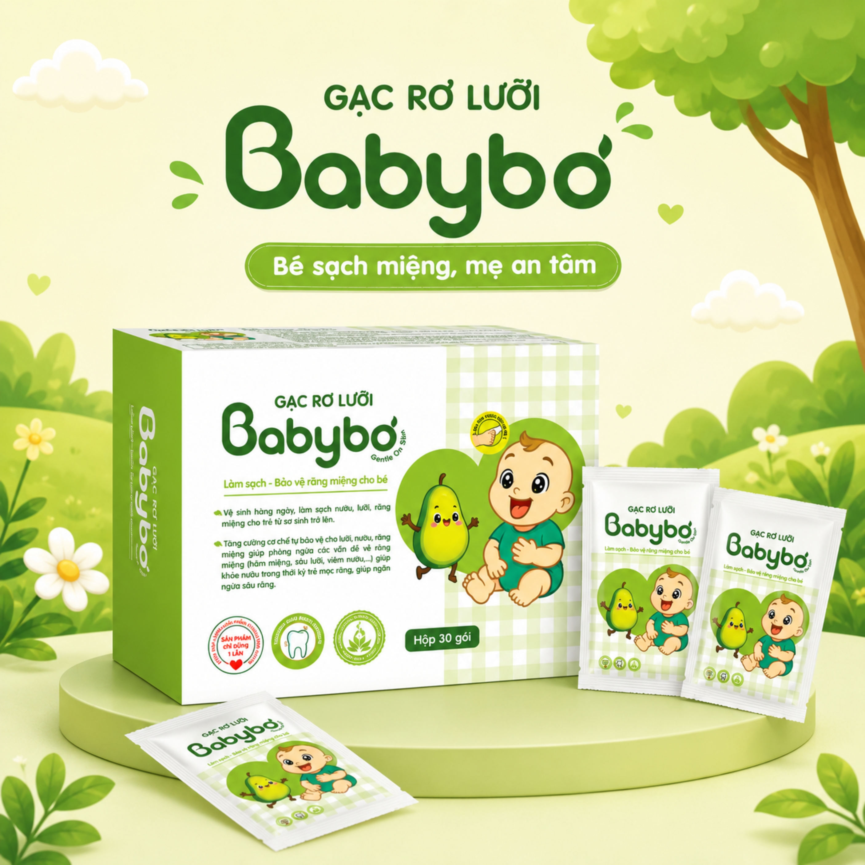 Gạc rơ lưỡi BABYBƠ&nbsp; an toàn và tiện lợi