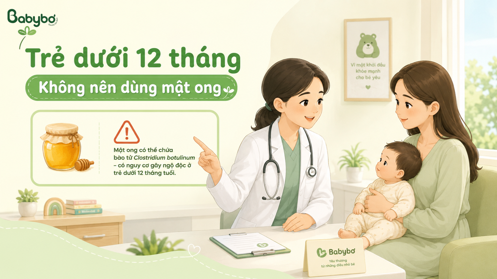 nguy cơ khi dùng mật ong rơ lưỡi cho trẻ sơ sinh dưới 12 tháng tuổi