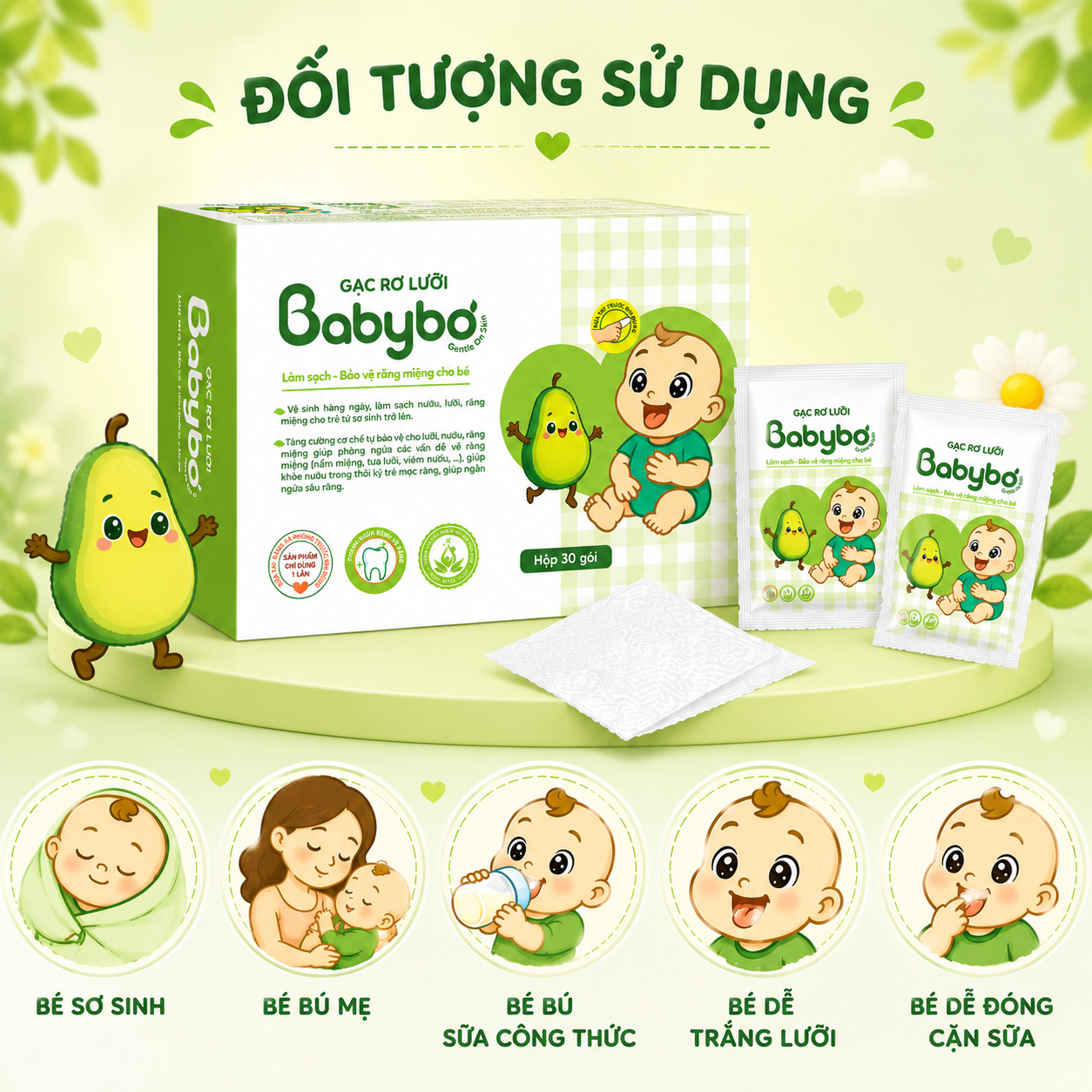 Đối tượng sử dụng gạc rơ lưỡi Babybơ.