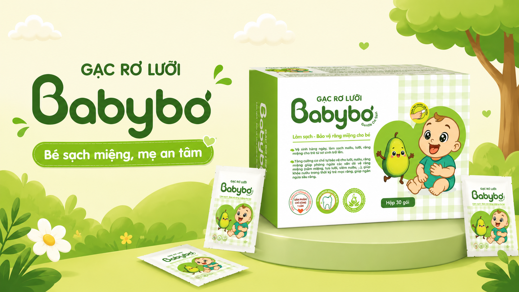 Gạc rơ lưỡi Babybơ hộp 30 gói